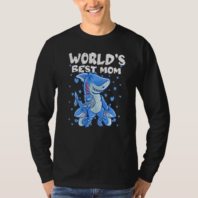 Camiseta Shark Mom Worlds Best Mom Mama Family Sharks Mothe (Frente)