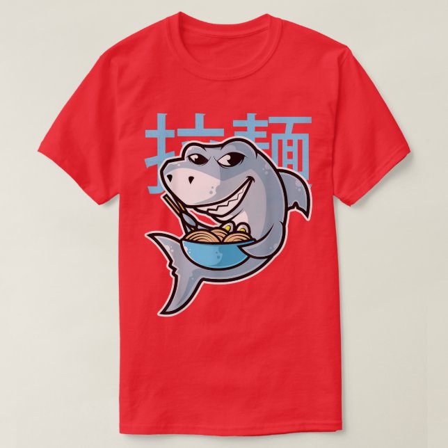 Camiseta Shark Ramen Bowl Kawaii Neko Anime Japonês (Frente do Design)