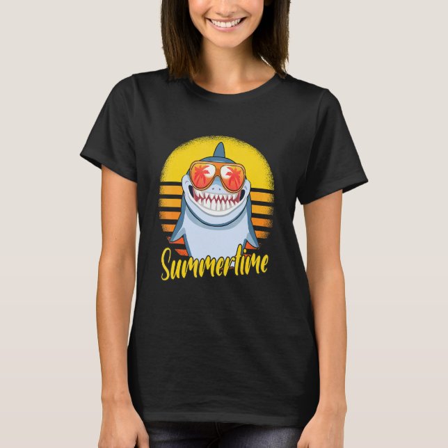 Camiseta Shark Retro Sunset Beach Vack Shark Summertime (Frente)