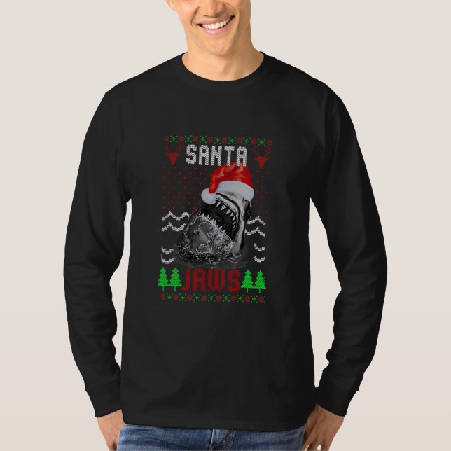 Camiseta Shark Santa Ugly Sweater Christmas Funny Design (Frente)