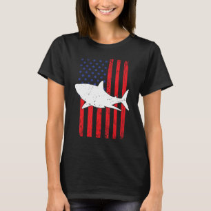 Camiseta Shark Vintage US Flag Shark Patriotic 4th