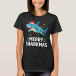 Camiseta Sharkmas Sharkmas Sharkmas Santa Hat Ugly Christma<br><div class="desc">Festa de Natal elegante de Sharkmas Feliz Santa Hat</div>