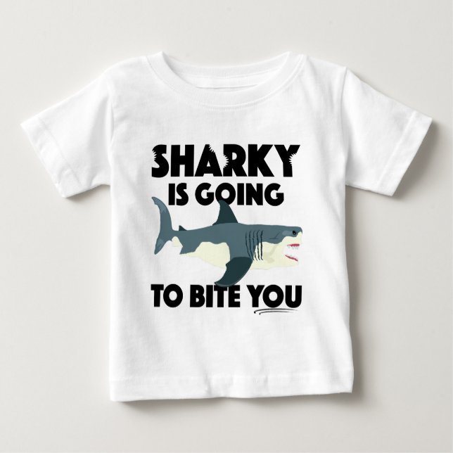 Camiseta Sharky Vai Mordê-Lo Design - Bebê Belo Jer (Frente)