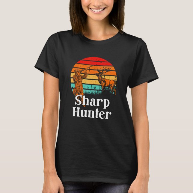 Camiseta Sharp Hunter Fathers Day Hunting Parents Animal Sh (Frente)