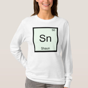 Camiseta Shaun Nome Elemento Químico Tabela Periódica