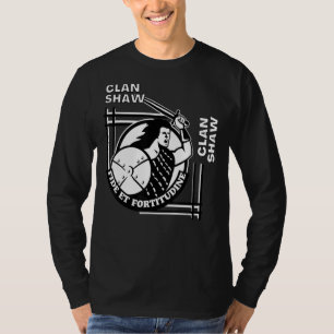Camiseta Shaw Clan Gaelic Motto Swordsman