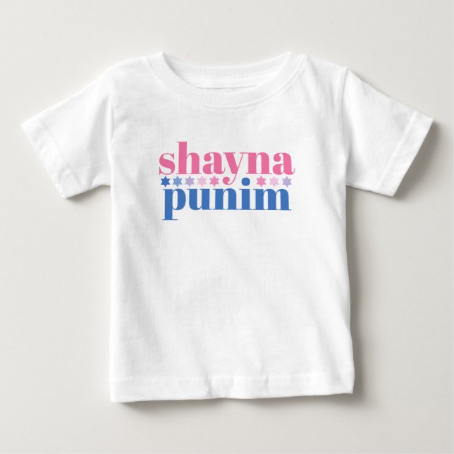 Camiseta Shayna Punim Jewish Pink Blue Slogan (Frente)