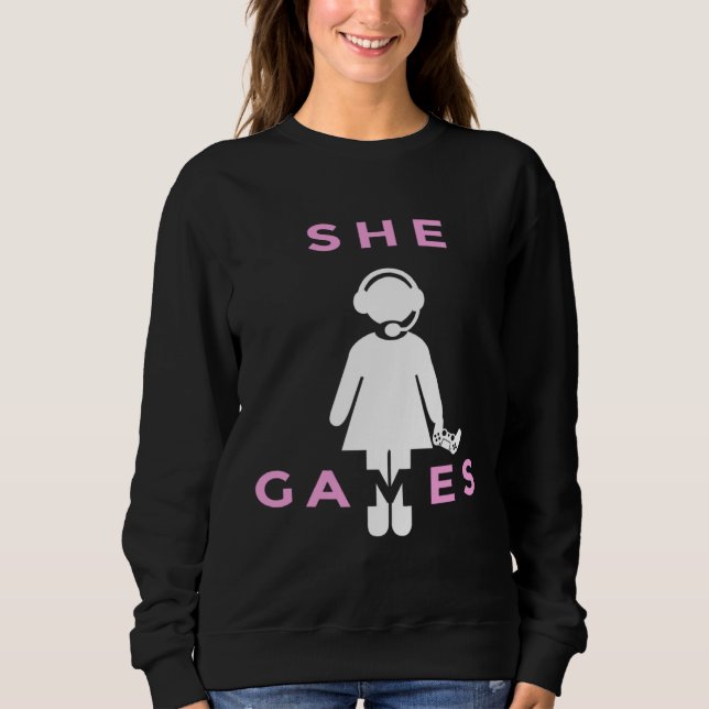 Camiseta She Games Girl Girlfriend Video Gamer Gaming (Frente)