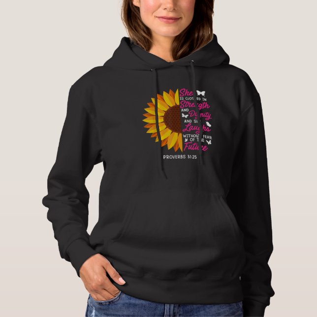 Camiseta She is clothed in Strength strong Women Sunflower  (Frente)