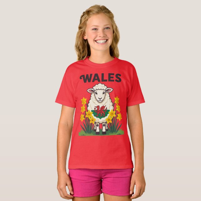 Camiseta Sheep Support Wales St Davids Day Design (Frente Completa)