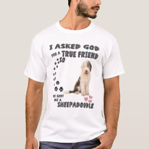Camiseta Sheepadoodle Cita Mãe Pai Sheepdogpoo, Ovelha Bel