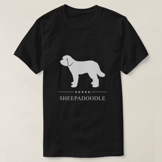 Camiseta Sheepadoodle Dog White Silhouette (Frente do Design)