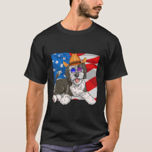 Camiseta Sheepadoodle Patriotic 4 De Julho Cão Americano