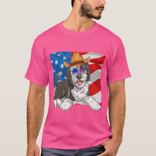 Camiseta Sheepadoodle Patriotic 4 De Julho Cão Americano