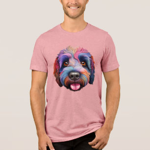Camiseta Sheepadoododle feliz sorriso arco-íris