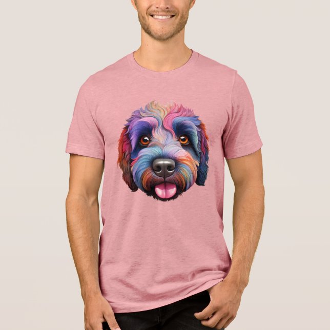 Camiseta Sheepadoododle feliz sorriso arco-íris (Frente)