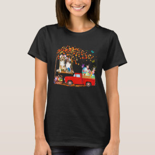 Camiseta Sheepdog Shetland Vestindo Caminhão Vermelho Coelh