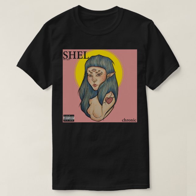Camiseta "Shel -" T preto crônico (Frente do Design)