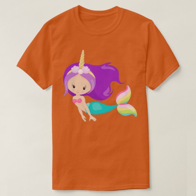 Camiseta Shell de Cabelo Púrpura de Sereia Cuta Unicorna (Frente do Design)