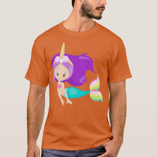 Camiseta Shell de Cabelo Púrpura de Sereia Cuta Unicorna