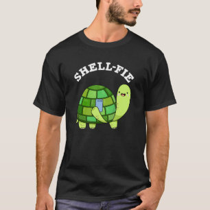 Camiseta Shell-fie Funny Tortoise Selfie Pun Dark BG