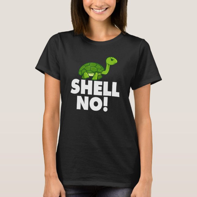 Camiseta Shell No Tee Funny Turtle Pun Cute Animal (Frente)