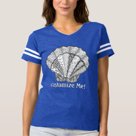 Camiseta Shell Scallop Desenho Único da Mão da Seashell