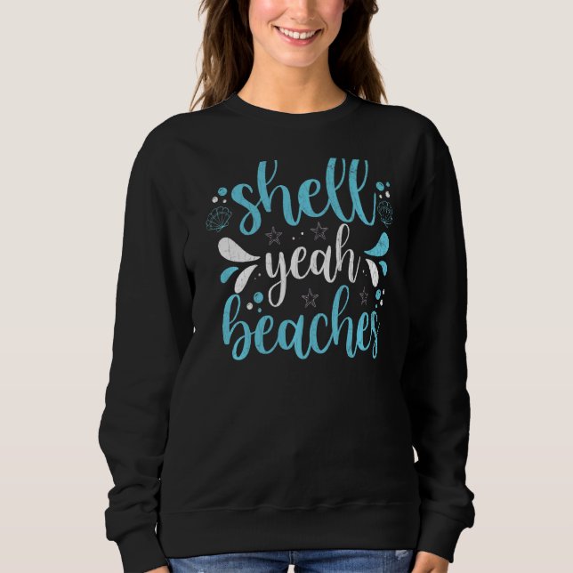 Camiseta Shell Sim Beaches Gráfico de Férias de Verão (Frente)