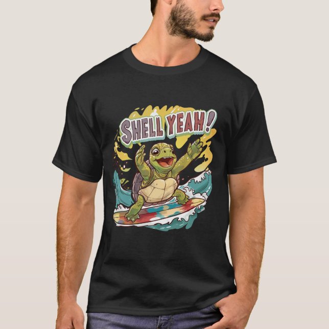 Camiseta Shell sim Turtle Surfing (Frente)