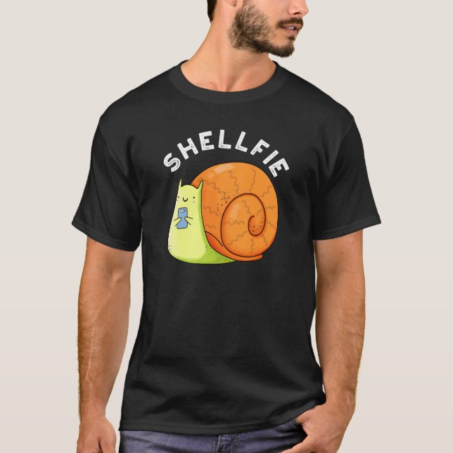 Camiseta Shellfie Funny Snail Selfie Pun Dark BG (Frente)