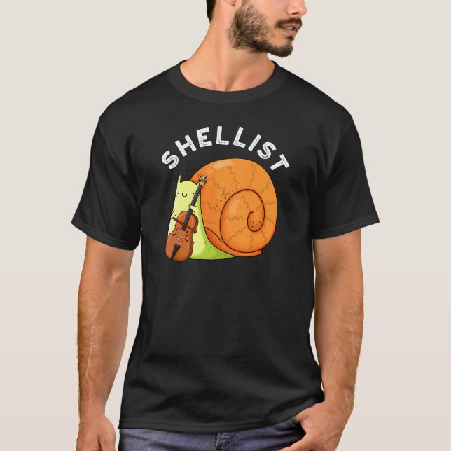Camiseta Shellist Funny Snail Cello Pun Dark BG (Frente)