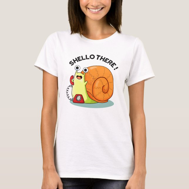 Camiseta Shello Lá Engraçado Caracol Alô Pun (Frente)