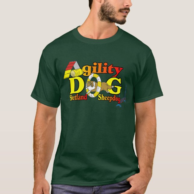 Camiseta Sheltie Agilidade Shetland Sheepdog Gifs (Frente)