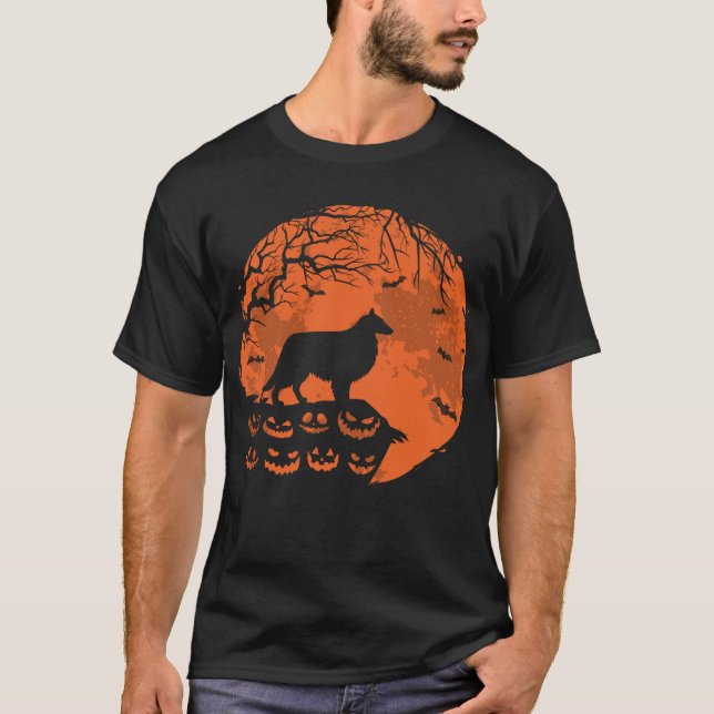 Camiseta Sheltie and Moon Halloween Dog Lover Gift (Frente)