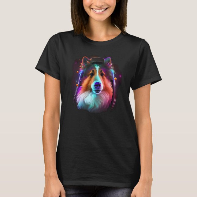 Camiseta Sheltie Astronaut Dog Outer Space Shetland Sheepdo (Frente)