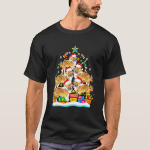 Camiseta Sheltie Christmas Tree Santa Hat Decorações Xmas