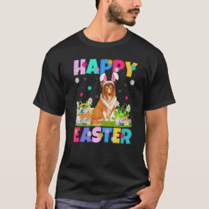 Camiseta Sheltie Dog Felz pascoa Bunny Sheltie Páscoa Sun