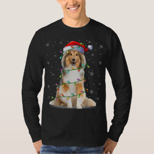 Camiseta Sheltie Dog Lover Xmas Papais noeis de iluminação 