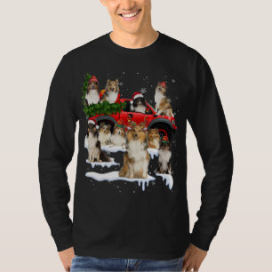 Camiseta Sheltie Dog Red Truck Papais noeis De Árvore De Na