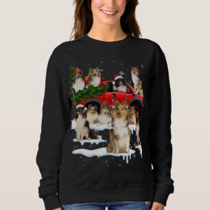 Camiseta Sheltie Dog Red Truck Papais noeis De Árvore De Na