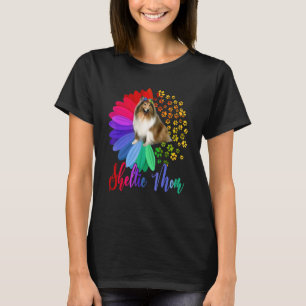 Camiseta Sheltie Mãe A Half Sunflower Sheltie Dog Mãe's