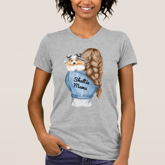 Camiseta Sheltie Mama Brown Hair w Merle Shetland Sheepdog (Frente)