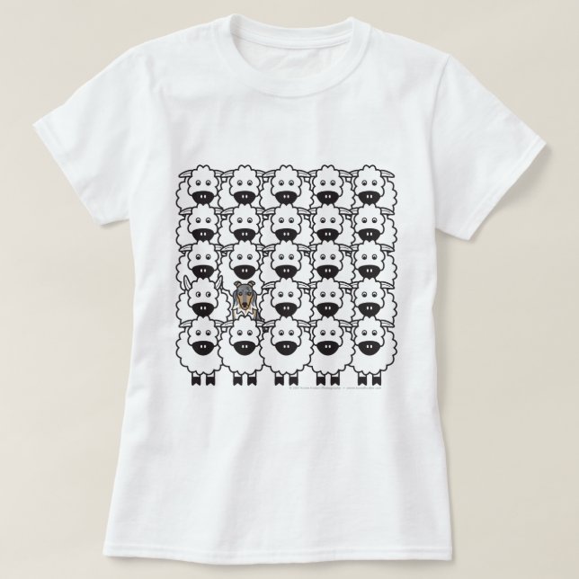 Camiseta Sheltie nos carneiros (Frente do Design)