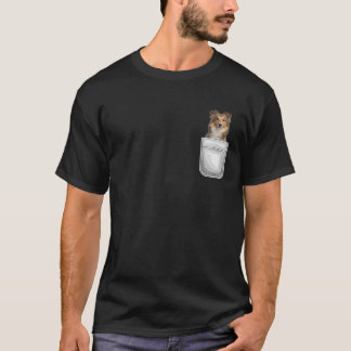 Camiseta Sheltie Shetland Sheepdog Cachorro de Papoila no B