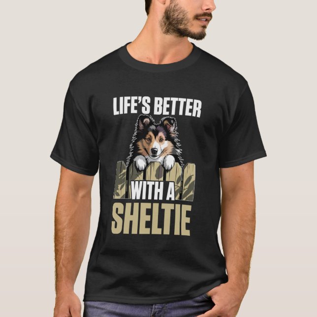 Camiseta Sheltie Shetland Sheepdog Cão (Frente)