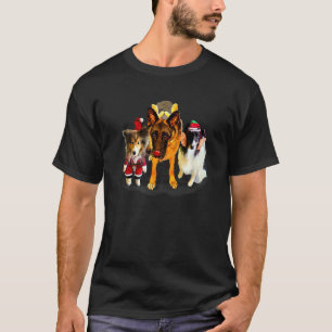 Camiseta Shelties E Cães Pastor Alemão No Natal