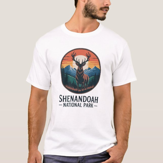 Camiseta Shenandoah National Park Deer Emblem (Frente)