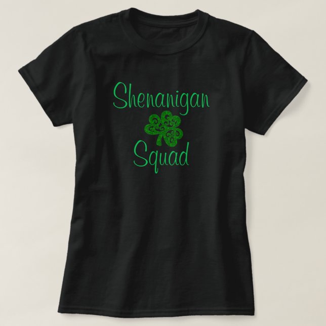 Camiseta Shenanigan Squad Shamrock Partido Bar Mulheres (Frente do Design)