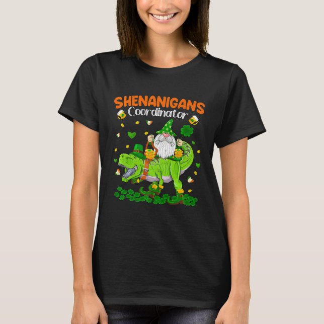 Camiseta Shenanigans Coordinator St Patrick's Day Dinosaur  (Frente)