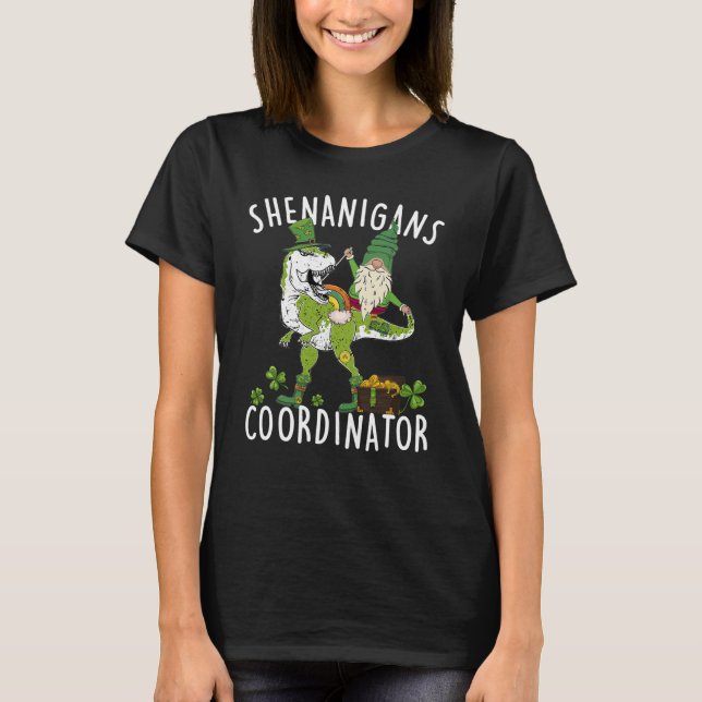 Camiseta Shenanigans Coordinator St Patrick's Day Dinosaur  (Frente)